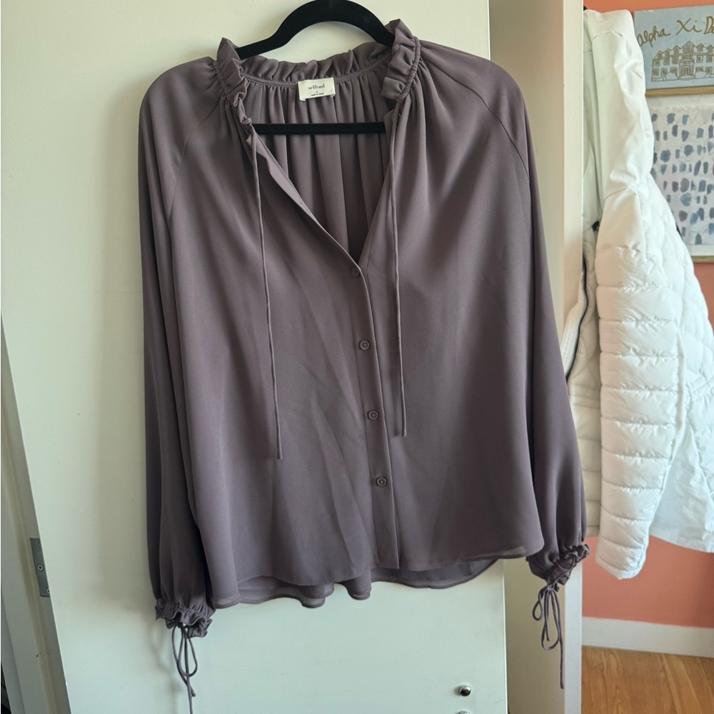 Wilfred Mauve Blouse with Ruffle Collar